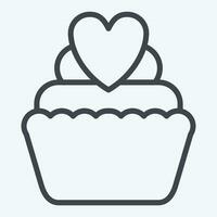 Icon Cup Cake. related to Valentine Day symbol. line style. simple design editable. simple illustration vector