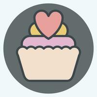 Icon Cup Cake. related to Valentine Day symbol. color mate style. simple design editable. simple illustration vector