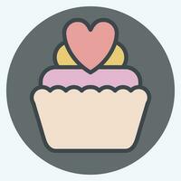 Icon Cup Cake. related to Valentine Day symbol. color mate style. simple design editable. simple illustration vector