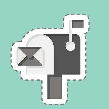 Sticker line cut Mailbox. related to Communication symbol. Communication. simple design editable. simple illustration vector