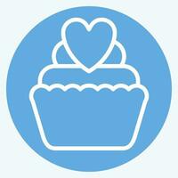 Icon Cup Cake. related to Valentine Day symbol. blue eyes style. simple design editable. simple illustration vector