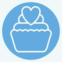 Icon Cup Cake. related to Valentine Day symbol. blue eyes style. simple design editable. simple illustration vector