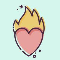 icono corazón fuego. relacionado a enamorado día símbolo. mbe estilo. sencillo diseño editable. sencillo ilustración vector
