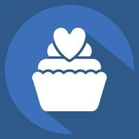 Icon Cup Cake. related to Valentine Day symbol. long shadow style. simple design editable. simple illustration vector