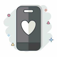 Icon Smart Phone. related to Valentine Day symbol. comic style. simple design editable. simple illustration vector