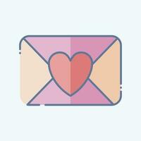 Icon Love Letter. related to Valentine Day symbol. doodle style. simple design editable. simple illustration vector