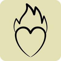 Icon Heart Fire. related to Valentine Day symbol. hand drawn style. simple design editable. simple illustration vector