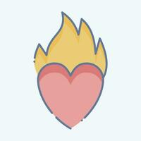 Icon Heart Fire. related to Valentine Day symbol. doodle style. simple design editable. simple illustration vector