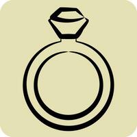 Icon Diamond Ring. related to Valentine Day symbol. hand drawn style. simple design editable. simple illustration vector