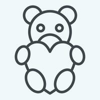 Icon Teddy Bear. related to Valentine Day symbol. line style. simple design editable. simple illustration vector