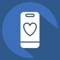 Icon Smart Phone. related to Valentine Day symbol. long shadow style. simple design editable. simple illustration vector