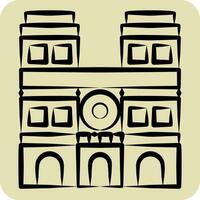 Icon Notre Dame. related to France symbol. hand drawn style. simple design editable. simple illustration vector