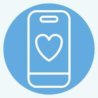 Icon Smart Phone. related to Valentine Day symbol. blue eyes style. simple design editable. simple illustration vector