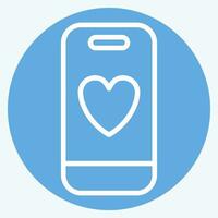 Icon Smart Phone. related to Valentine Day symbol. blue eyes style. simple design editable. simple illustration vector