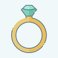 Icon Diamond Ring. related to Valentine Day symbol. doodle style. simple design editable. simple illustration vector