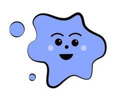 A blob with a face on a white background. Vector illustration in doodle style