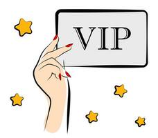 VIP card in hand with red manicure vector