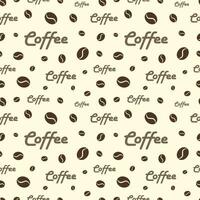Seamless texture of coffee beans and lettering. Brown coffee vector