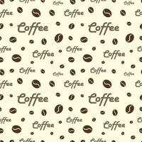 Seamless texture of coffee beans and lettering. Brown coffee vector