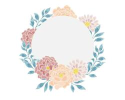 Hand Drawn Soft Vintage Rose Wreath vector