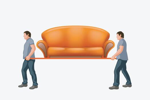 men moving sofa vector