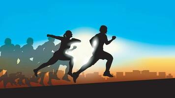 sport runners silhouettes vector