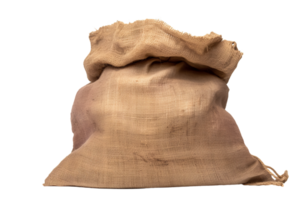 marrón arpillera saco aislado en transparente antecedentes png