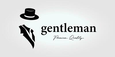 logo of man in formal suit with hat from side to side, retro vintage fashion style design icon illustration vector