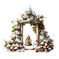 Christmas Nature Cluster Frame Ai Generative png