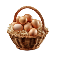 A basket with eggs isolated on transparent background ai generative png