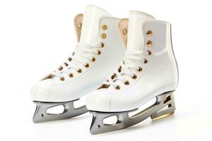 Pair of Figure Ice Skates on White Background. Generative AI photo