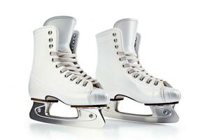 Pair of Figure Ice Skates on White Background. Generative AI photo