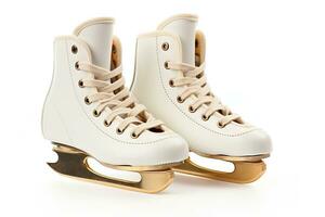 Pair of Figure Ice Skates on White Background. Generative AI photo