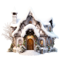 schön Weihnachten Winter Haus ai generativ png