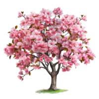 Spring Flowers On A Bloomed Tree isolated transparent ai generative png