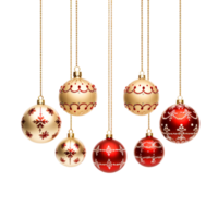 Colorfull crhistmas ornaments hanging ball isloated background ai generative png