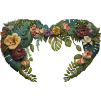 Heart-shaped floral wedding arch garland with colorfull ai generative png