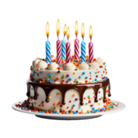 Happy birthday cake with candles PNG ai generative