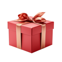 Red gift box with ribbon ai generative png