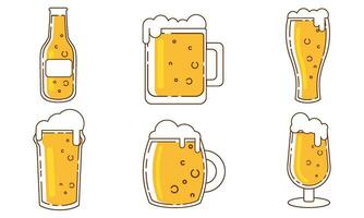 conjunto de de colores cerveza íconos vector ilustración