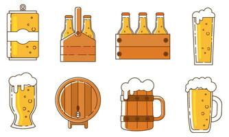 conjunto de de colores cerveza íconos vector ilustración