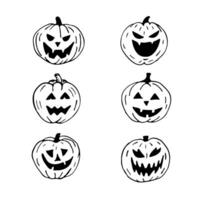 set of vector images. hand drawn halloween pumpkins. Halloween pumpkin doodle.