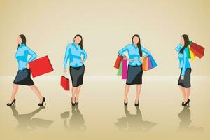 shopping woman set vector