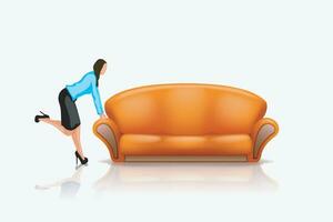 mujer con sofá vector