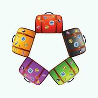 5 suitcases isolated vector