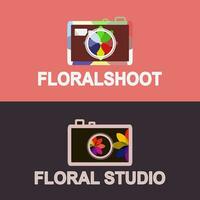 modern style logo in the shape of a colorful camera for a photo studio, vector