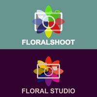 modern style logo in the shape of a colorful camera for a photo studio, vector