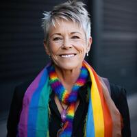 AI Generated A 60yearold American LGBT activist posing confidently, representing resilience and determination AI generated photo