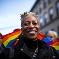 AI Generated A 60yearold American LGBT activist posing confidently, representing resilience and determination AI generated photo