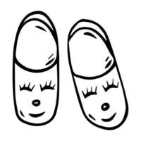 Doodle house slippers. Vector icon illustration